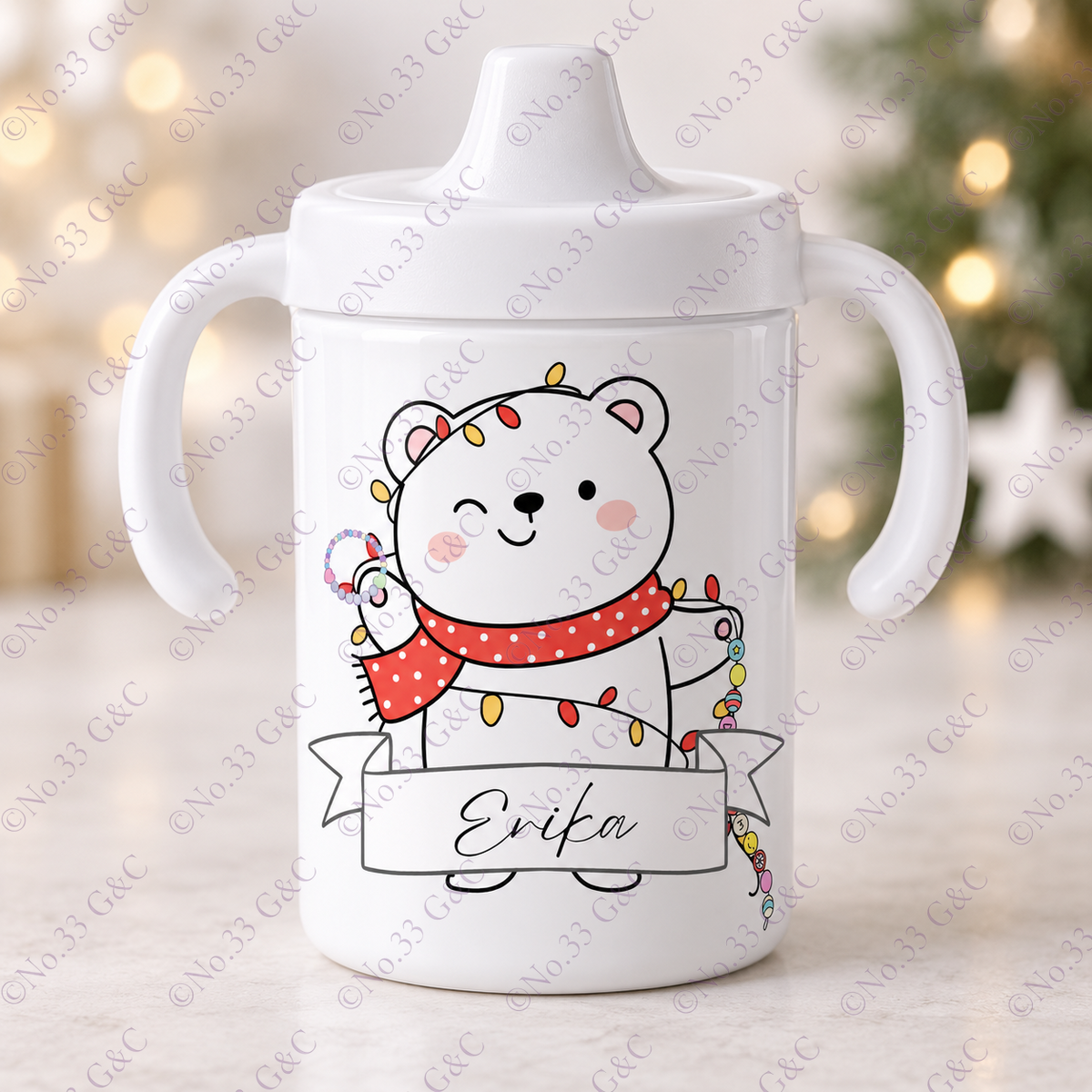 Personalised children's 12 oz Christmas sippy cup – Design 20